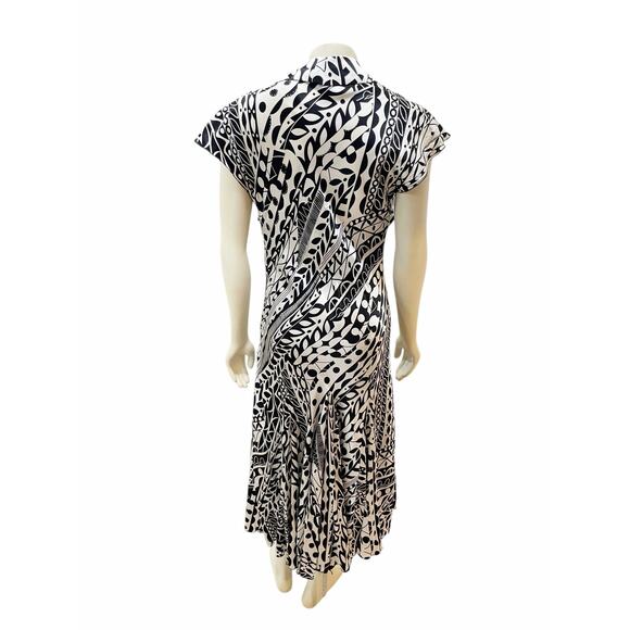 Nina Austin Silk Beaded Abstract Black and White Dress Large - Picture 5 of 16